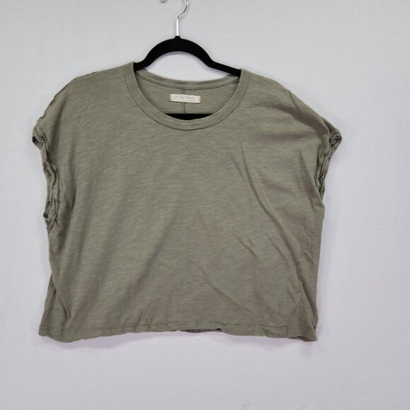 Free People Boxy Tee Small You Rock Relaxed Boho Casual Cropped Green - Picture 2 of 13